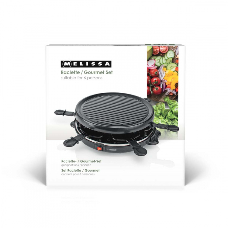 MELISSA Raclette / Gourmetsæt | 6 personer | 800 W | Ø 29 cm | Non-stick belægning