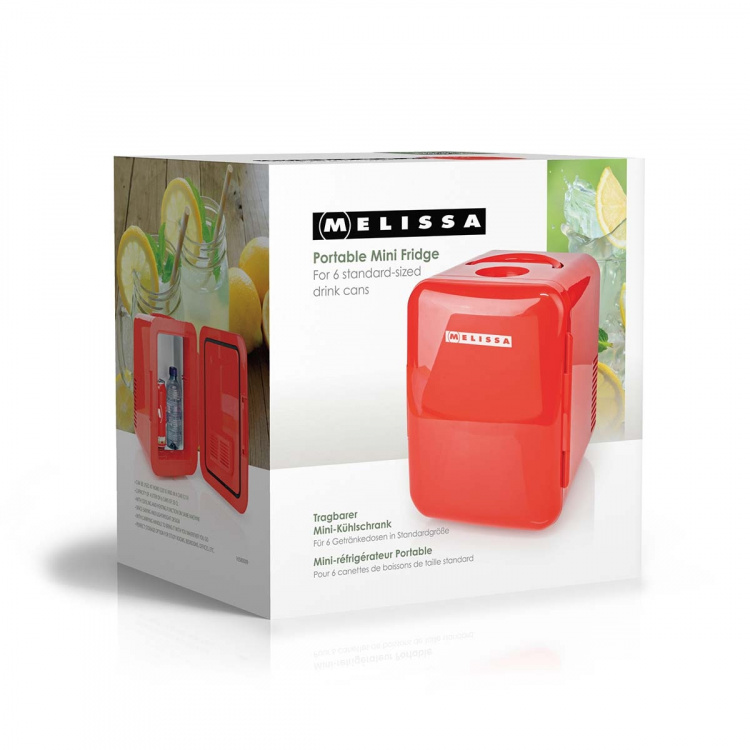 MELISSA Bærbart minikøleskab | 6 dåser / 4 l kapacitet | 100-240 V / 12 V | Varme- / kølefunktion | Bærehåndtag | Rød MELISSA Bærbart minikøleskab | 6 dåser / 4 l kapacitet | 100-240 V / 12 V | Varme- / kølefunktion | Bærehåndtag | Rød