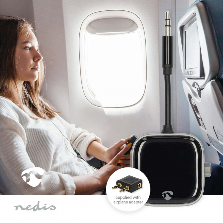 Nedis Bluetooth® Transmitter | Indgang til lyd- / video- / dataforbindelser: USB-C™ Female | Audio / video / dataforbindelser output: USB-C™ Female | SBC | Op til 2 enheder | Maksimal batteritid: 13 timer | Sort