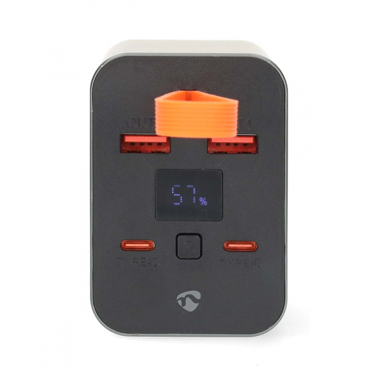Nedis Powerbank | 30000 mAh | 1.5 / 2.0 / 3.0 / 5.0 A | Antal output: 4 | Output tilslutning: 2x USB-A / 2x USB-C™ | Input forbindels: 1x USB-C™ | PD3.0 100W / QC3.0 | Lithium-polymer | Display