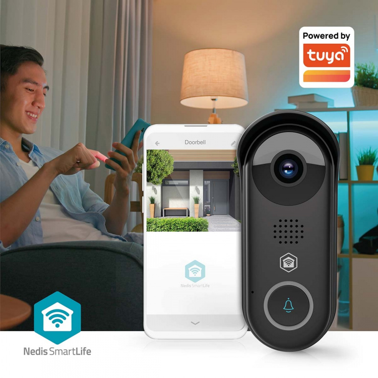 Nedis SmartLife Video Dørtelefon | Transformer | Full HD 1080p | Cloud Storage (mulighed) / microSD (ikke inkluderet) / Onvif | IP54 | Med bevægelsessensor | Nattesyn | Sort