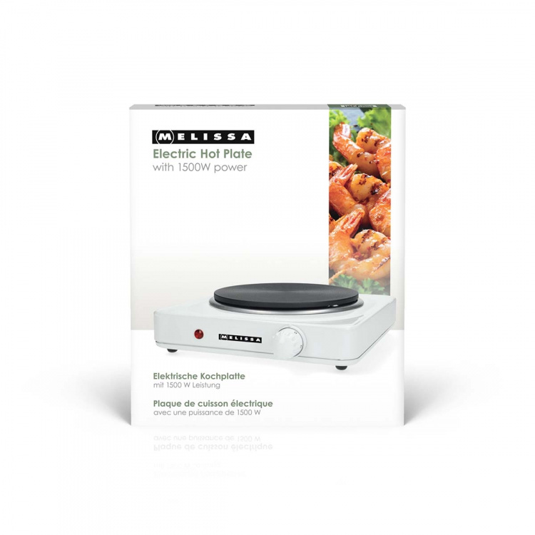 MELISSA Elektrisk kogeplade | 1500 W | Ø 18,5 cm | 6 varmeindstillinger | Skridsikre fødder | Hvid