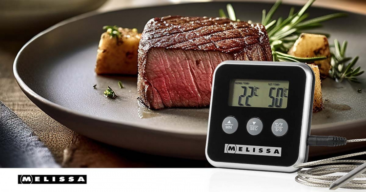 MELISSA Kødtermometer | op til 250°C | Alarmtimer | LCD-display
