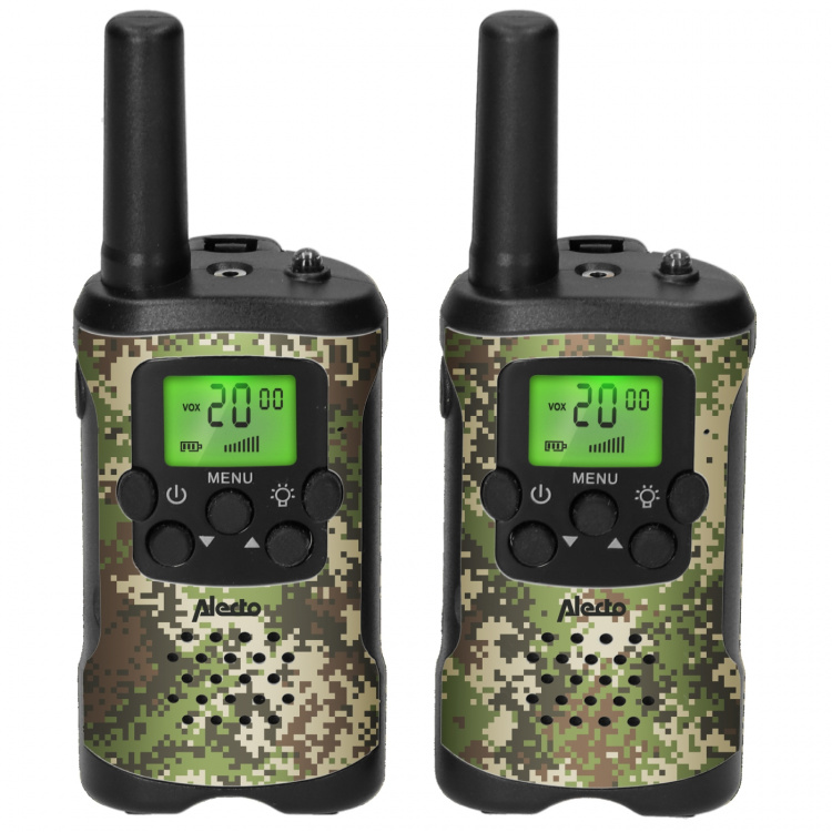 Alecto Sæt med 2 walkie talkies med en rækkevidde på op til 7 kilometer Camouflage