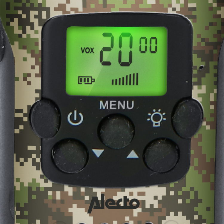 Alecto Sæt med 2 walkie talkies med en rækkevidde på op til 7 kilometer Camouflage