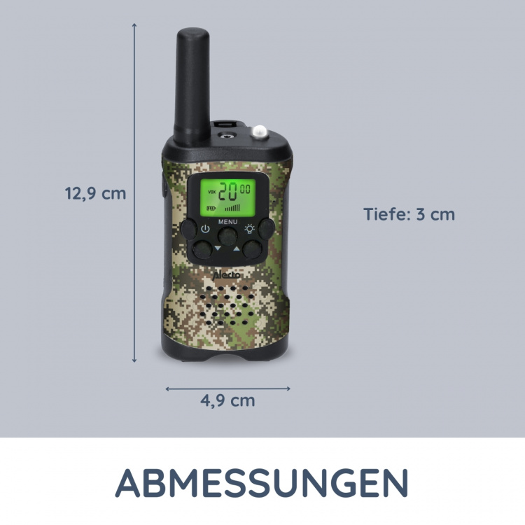 Alecto Sæt med 2 walkie talkies med en rækkevidde på op til 7 kilometer Camouflage