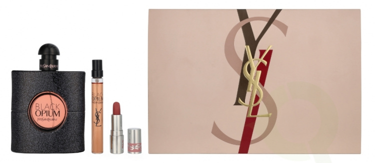 Yves Saint Laurent YSL Black Opium Giftset 101.3 ml Edp Spray 90ml/Epd Spray 10ml/Mini Lipstick #44 1.3g