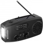 Champion Vevradio med ficklampa och solcell Svart