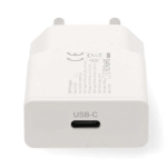 Nedis Vægoplader | 20 W | GaN | PD3.0 | Hurtigopladningsfunktion | 1.67 A / 2.22 A / 3.0 A | Antal output: 1 | USB-C™ | Lightning 8-Pin (Loose) kabel | 1.00 m | Automatisk Valgt Spænding | Hvid