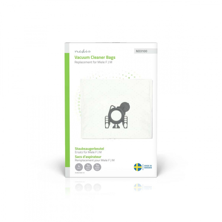 Nedis Støvsugerpose | 4 stk. | Syntetisk | Mest solgt for: Miele FJM | Hvid