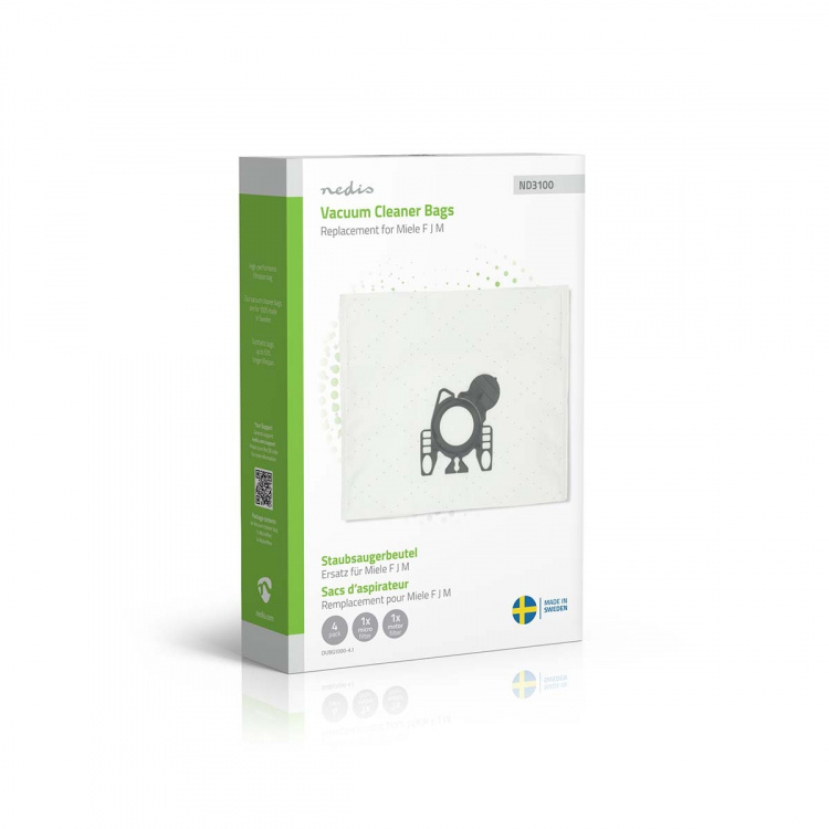 Nedis Støvsugerpose | 4 stk. | Syntetisk | Mest solgt for: Miele FJM | Hvid