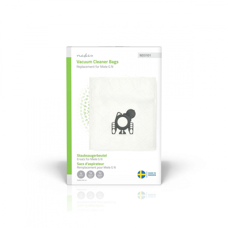 Nedis Støvsugerpose | 4 stk. | Syntetisk | Mest solgt for: Miele GN | Hvid