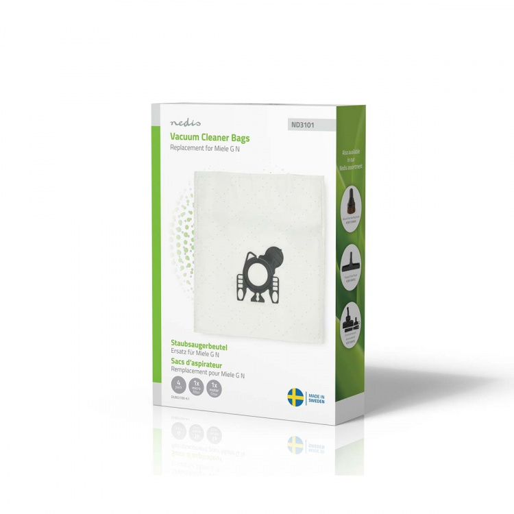 Nedis Støvsugerpose | 4 stk. | Syntetisk | Mest solgt for: Miele GN | Hvid