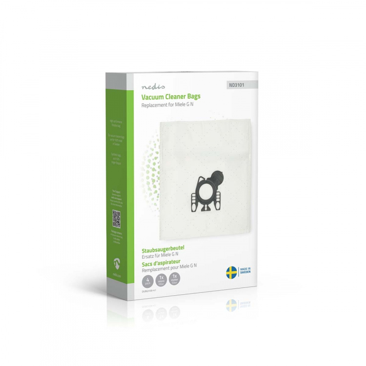 Nedis Støvsugerpose | 4 stk. | Syntetisk | Mest solgt for: Miele GN | Hvid