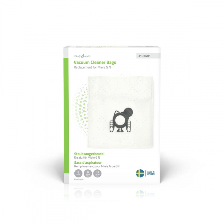 Nedis Støvsugerpose | 8 stk. | Syntetisk | Mest solgt for: Miele GN | Hvid