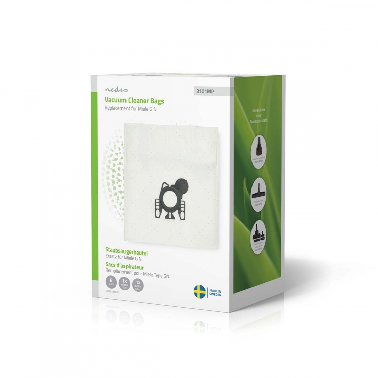 Nedis Støvsugerpose | 8 stk. | Syntetisk | Mest solgt for: Miele GN | Hvid