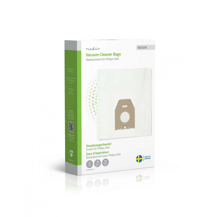 Nedis Støvsugerpose | 4 stk. | Syntetisk | Mest solgt for: Philips Oslo + | Hvid