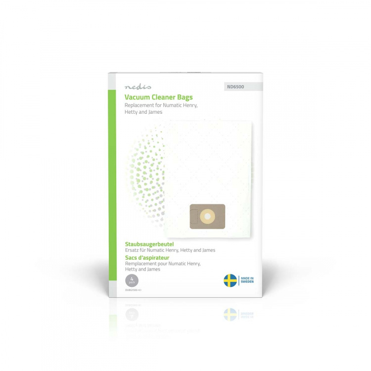 Nedis Støvsugerpose | 4 stk. | Syntetisk | Mest solgt for: Numatic Henry / Hetty / James | Hvid