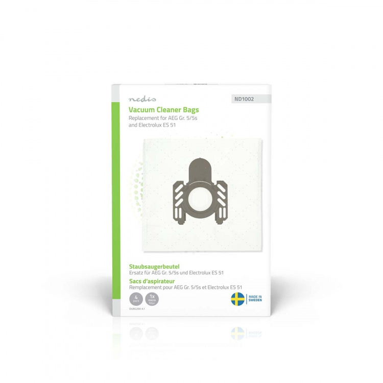Nedis Støvsugerpose | 4 stk. | Syntetisk | Mest solgt for: AEG Gr. 5/5s and Electrolux ES 51 / AEG GR5 / Electrolux E51 | Hvid
