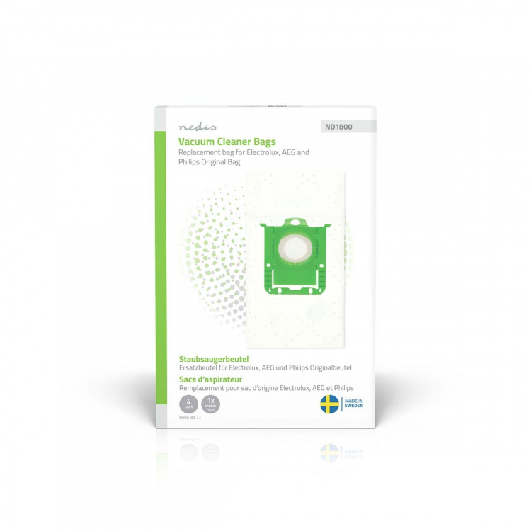 Nedis Støvsugerpose | 4 stk. | Syntetisk | Mest solgt for: Replacement for Electrolux, AEG and Philips Original Bag | Hvid