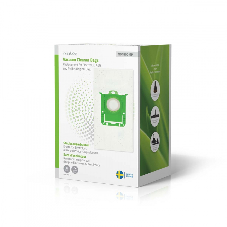 Nedis Støvsugerpose | 8 stk. | Syntetisk | Mest solgt for: Replacement for Electrolux, AEG and Philips Original Bag | Hvid Nedis Støvsugerpose | 8 stk. | Syntetisk | Mest solgt for: Replacement for Electrolux, AEG and Philips Original Bag | Hvid