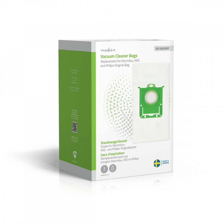 Nedis Støvsugerpose | 8 stk. | Syntetisk | Mest solgt for: Replacement for Electrolux, AEG and Philips Original Bag | Hvid Nedis Støvsugerpose | 8 stk. | Syntetisk | Mest solgt for: Replacement for Electrolux, AEG and Philips Original Bag | Hvid
