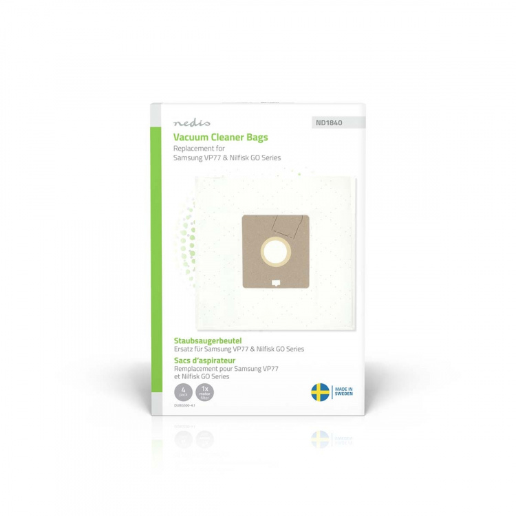 Nedis Støvsugerpose | 4 stk. | Syntetisk | Mest solgt for: Nilfisk Go Series / Samsung VP77 | Hvid
