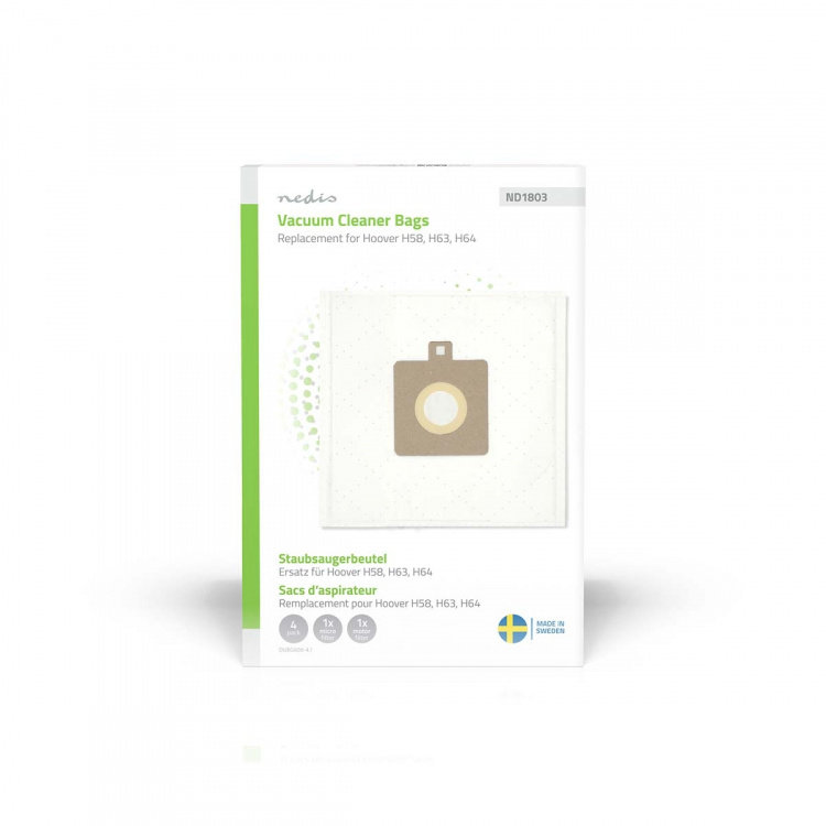 Nedis Støvsugerpose | 4 stk. | Syntetisk | Mest solgt for: Hoover H58 | Hvid