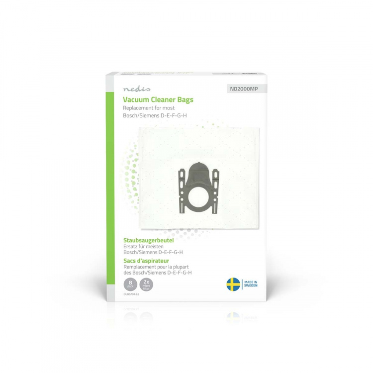 Nedis Støvsugerpose | 8 stk. | Syntetisk | Mest solgt for: Bosch / Siemens D - E - F - G - H | Hvid