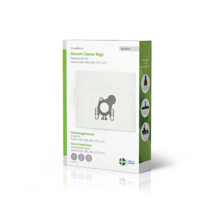 Nedis Støvsugerpose | 4 stk. | Syntetisk | Mest solgt for: Hoover H60 / Hoover H61 / Hoover H73 / Hoover H77 | Hvid