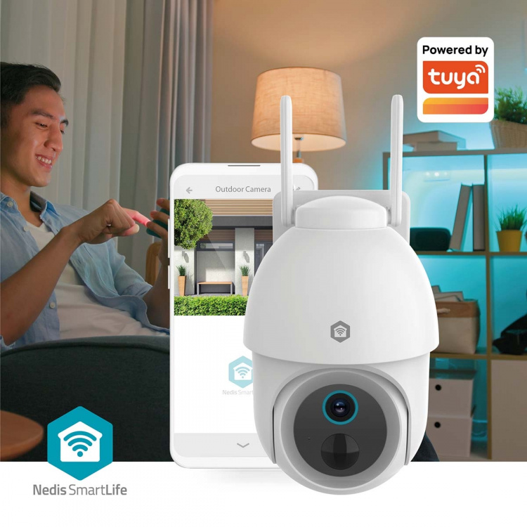 Nedis SmartLife udendørskamera | Spotlight | 3MP Full HD 1296p | Pan tilt | IP65 | Maks. batteritid: 3 Måned | Cloud Storage (mulighed) / microSD (ikke inkluderet) | 5 V DC | Med bevægelsessensor | Nattesyn | Hvid Nedis SmartLife udendørskamera | Spotlight | 3MP Full HD 1296p | Pan tilt | IP65 | Maks. batteritid: 3 Måned | Cloud Storage (mulighed) / microSD (ikke inkluderet) | 5 V DC | Med bevægelsessensor | Nattesyn | Hvid