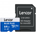Lexar MicroSDHC Blue Plus UHS-I med SD-adapter 64 GB