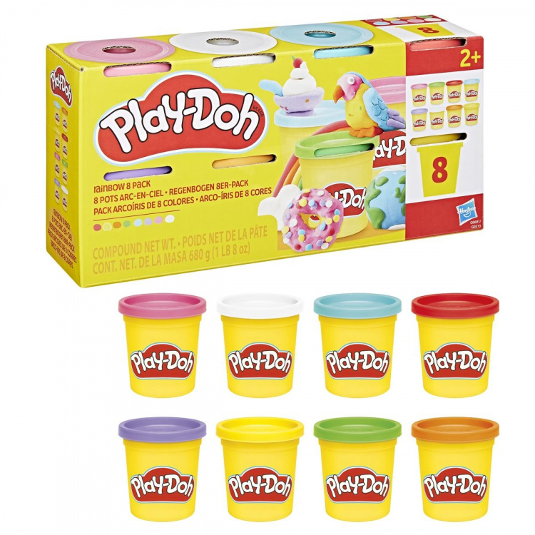 PLAY-DOH Compound 8 Pack, Rainbow, 3 Oz Regnbue