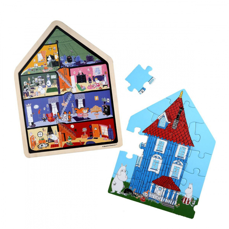 Moomin Puslespil 19 Pcs Wooden Framed Puzzle House
