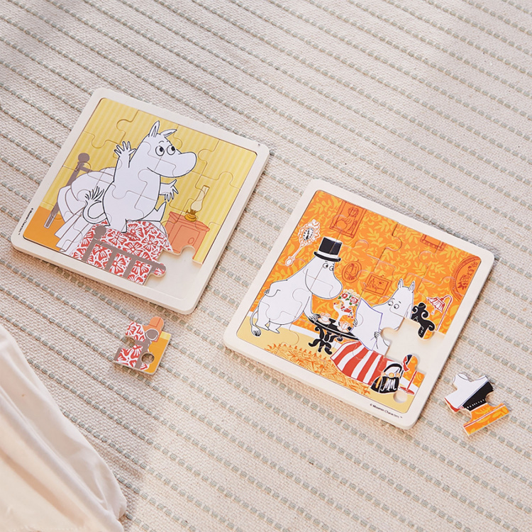 Moomin Puslespil 16 Pcs Wooden Puzzle Bedtime Jumping