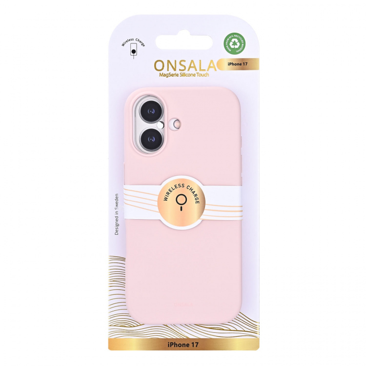 Onsala Mobilcover med Silikone Feel Chalk Pink - iPhone 17