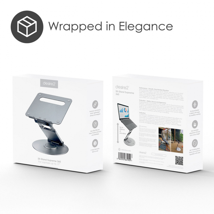 Desire2 Laptopstander Sit-Stand Supreme 360 Aluminium