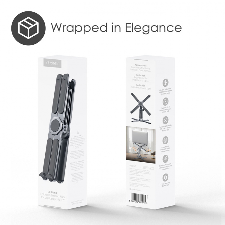 Desire2 Laptopstander X Stand Foldbar Aluminium
