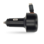 Nedis Biloplader | 30 W | 2.4 / 3.0 A | Antal output: 1 | USB-C™ udtrækkeligt kabel | 0.70 m | Automatisk Valgt Spænding