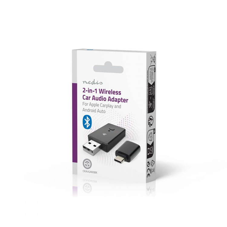 Nedis Trådlös Bilstereoadapter | Android Auto / Apple Carplay | AAC / SBC | Svart