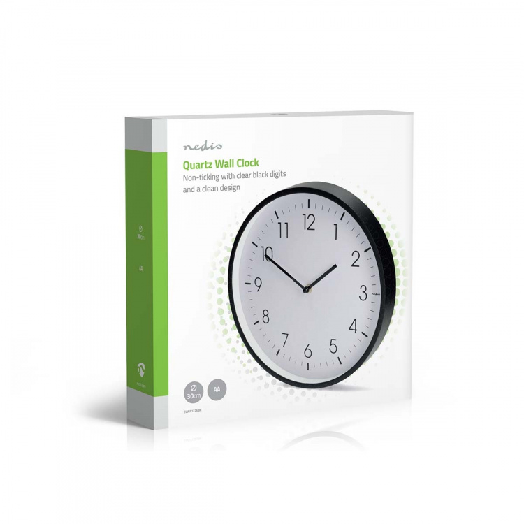 Nedis Vægur | Diameter: 300 mm | Plastik | Stille bevægelse | Sort