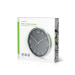 Nedis Vægur | Diameter: 300 mm | Aluminium | Radiostyret tid | Stille bevægelse | Grå / Metal