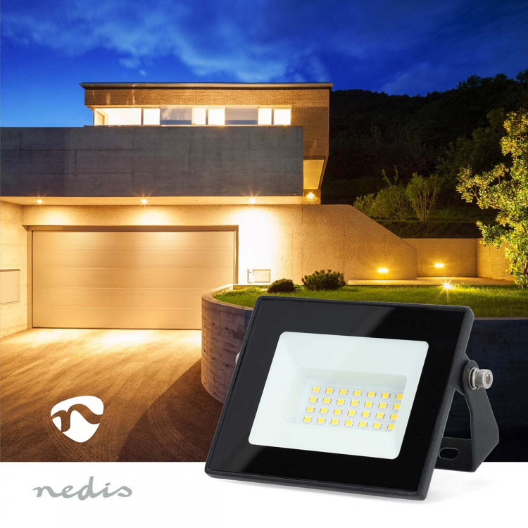 Nedis LED Projektører | 4000 K | Nominel lysstrøm: 1620 lm | IP44 | Energiklasse: F | 220 - 240 V AC 50/60 Hz | 20 W