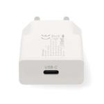 Nedis Vægoplader | 20 W | GaN | PD3.0 | Hurtigopladningsfunktion | 1.67 A / 2.22 A / 3.0 A | Antal output: 1 | USB-C™ | Automatisk Valgt Spænding | Hvid