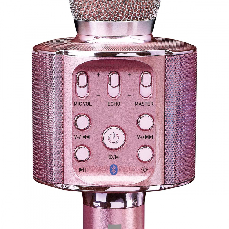 Lenco Bluetooth®-karaokemikrofon med højttaler og belysning Pink Lenco Bluetooth®-karaokemikrofon med højttaler og belysning Pink
