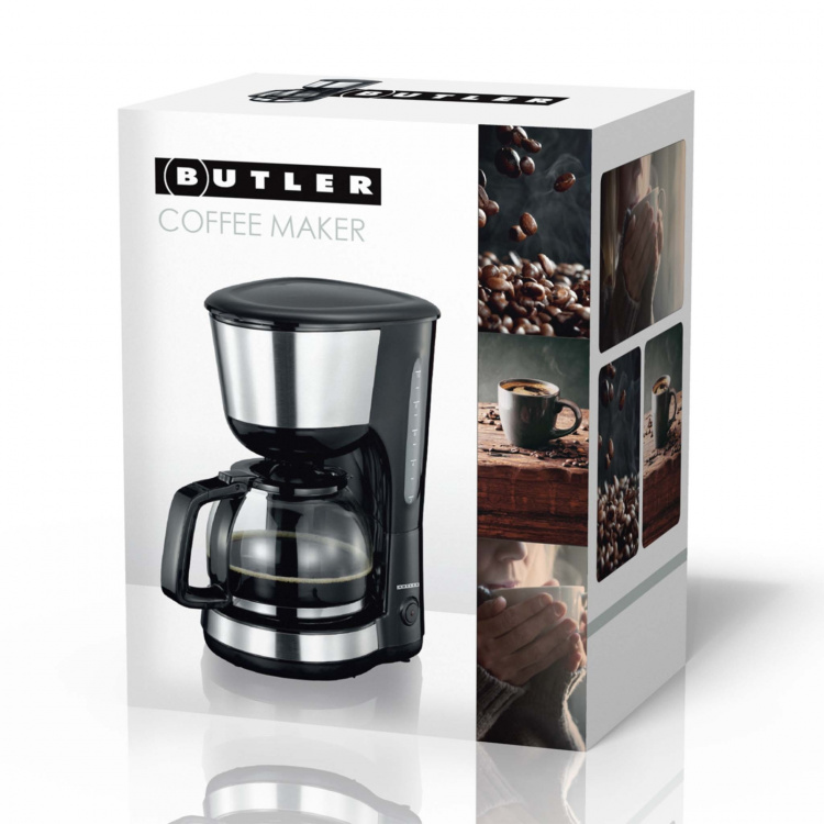 Butler Kaffemaskine | 1,25 l | 1000 W | 10 kopper | Hold-varm-funktion | Automatisk slukning | Sort / rustfrit stål