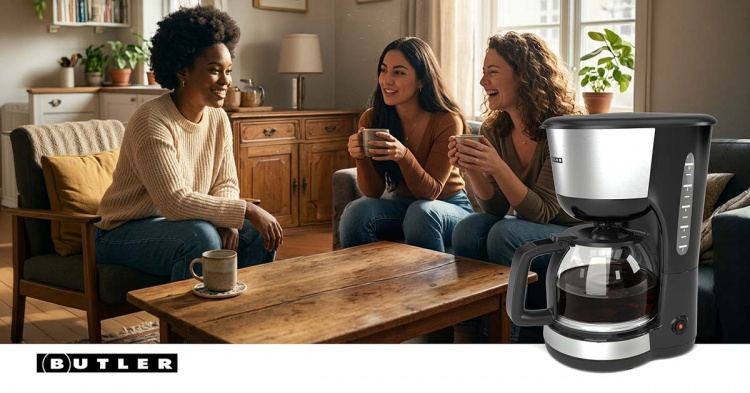 Butler Kaffemaskine | 1,25 l | 1000 W | 10 kopper | Hold-varm-funktion | Automatisk slukning | Sort / rustfrit stål