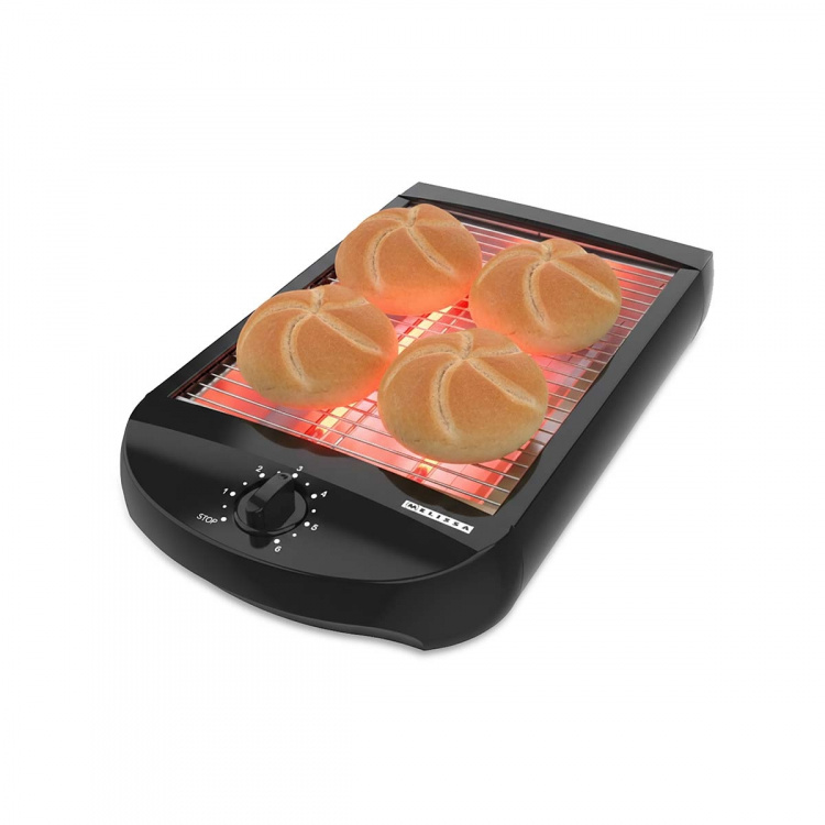 MELISSA Flad brødrister | 600W | Timer | Aftagelig krummebakke | Automatisk slukning | Sort