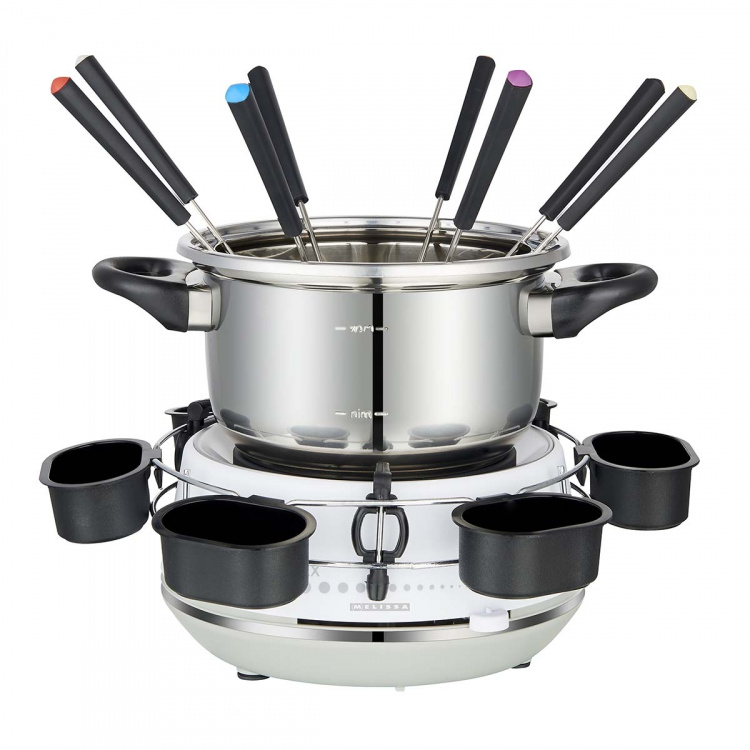 MELISSA Elektrisk fondue 2L 1200W rustfrit stål/hvid MELISSA Elektrisk fondue 2L 1200W rustfrit stål/hvid