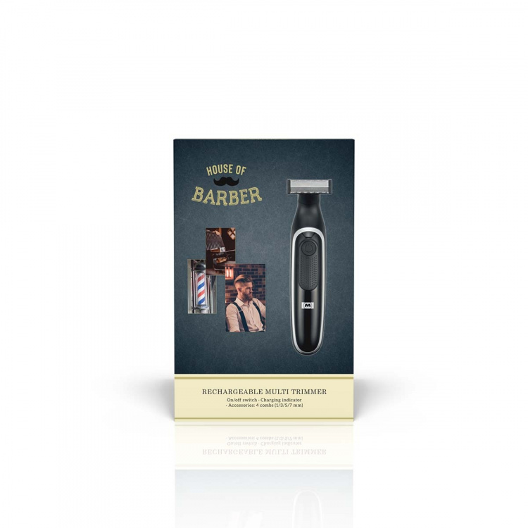 MELISSA Genopladelig skæg- og kropstrimmer med ultratyndt barberblad, inklusive 4 afstandskamme Sort